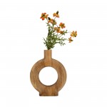 Wood, 12"h Donut Shaped Vase, Brown