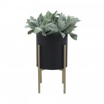 S/2 Planter On Metal Stand, Black/gld