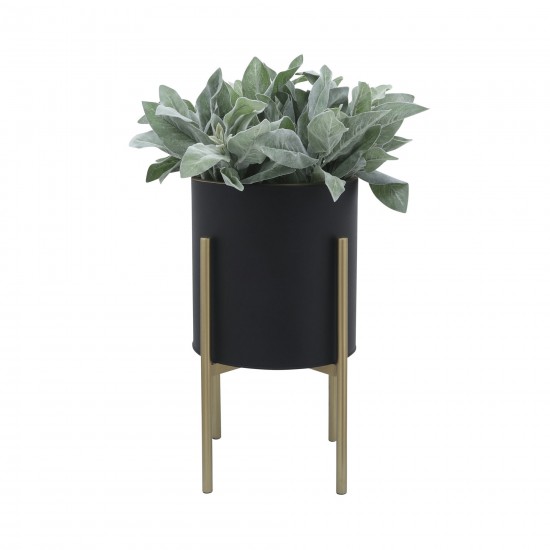 S/2 Planter On Metal Stand, Black/gld