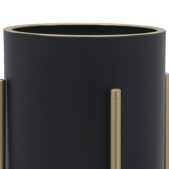 S/2 Planter On Metal Stand, Black/gld