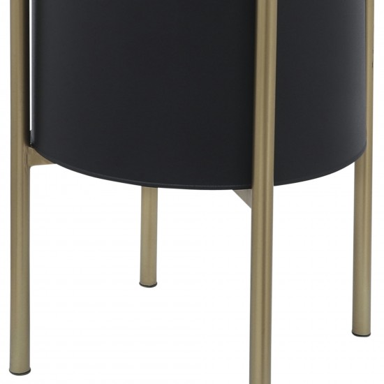 S/2 Planter On Metal Stand, Black/gld