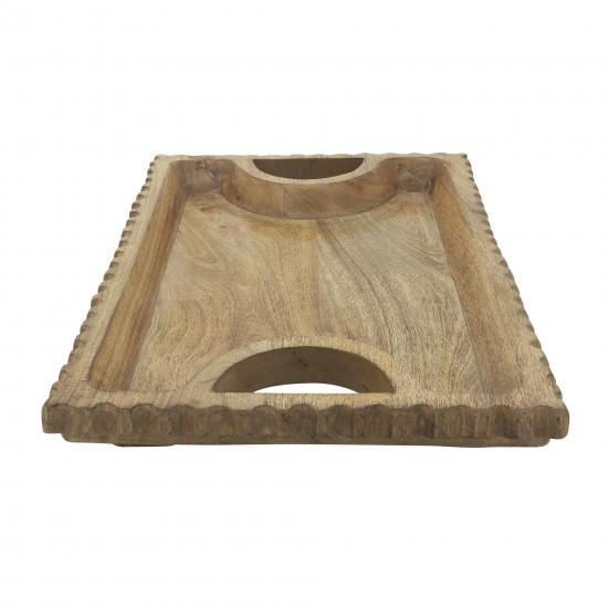 Wood, 25"x15", Scalloped Edge Tray, Natural