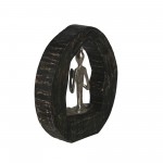 Aluminum Yoga Lady In Circle Log 11", Silver, Praying Hands