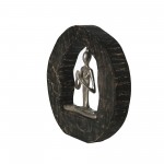 Aluminum Yoga Lady In Circle Log 11", Silver, Praying Hands