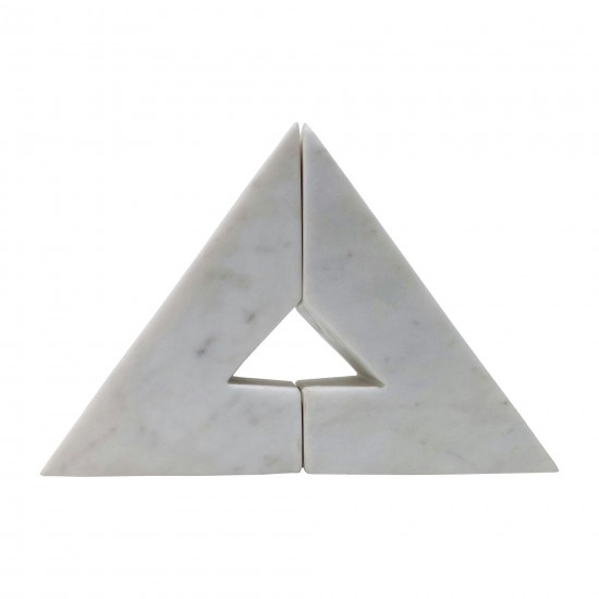 Marble, S/2 6"h Right Triangle Bookends, White