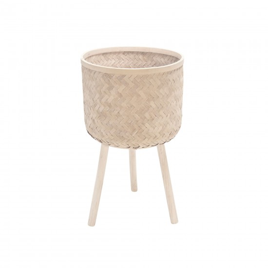 S/3 Bamboo Planters White Wash