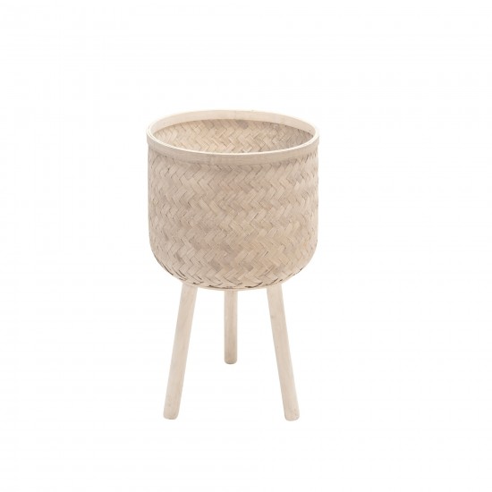 S/3 Bamboo Planters White Wash