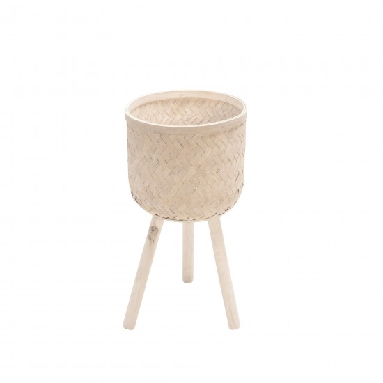 S/3 Bamboo Planters White Wash