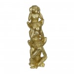 Polyresin 12" Stacking Monkeys Deco, Gold