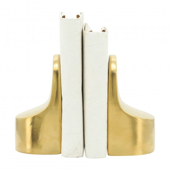 Cer, 6"h Contemporary Bookends, Gold