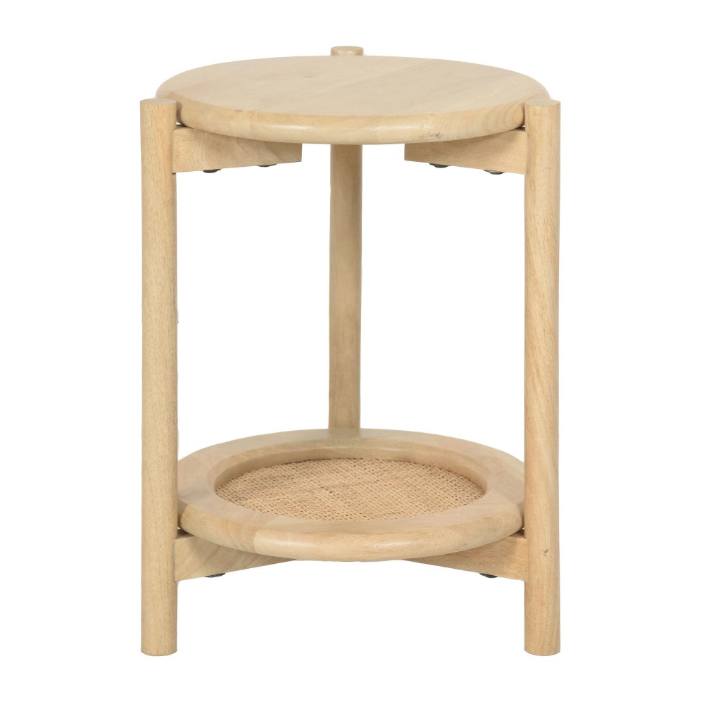 Wood/rattan, 19"h Side Table, Natural Kd Wood/rattan, 19"h Side Table, Natural Kd