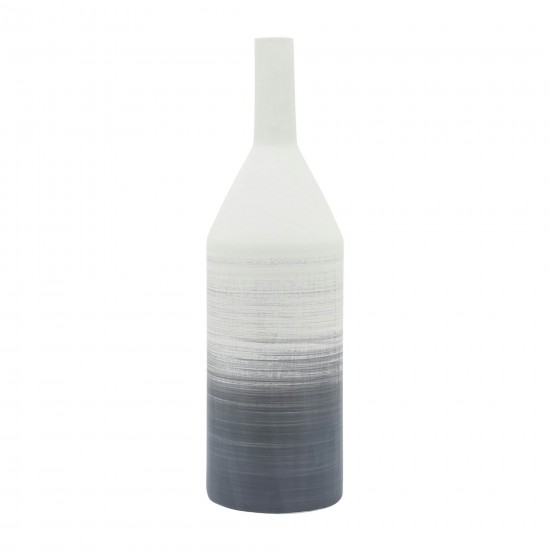 Cer, 22"h Matte 2 Tone Bottle Vase, Gray