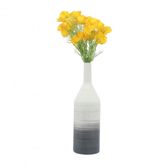 Cer, 22"h Matte 2 Tone Bottle Vase, Gray