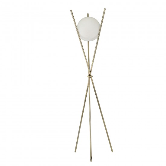 Metal 59" Tripod Orb Floor Lamp, Gold Kd