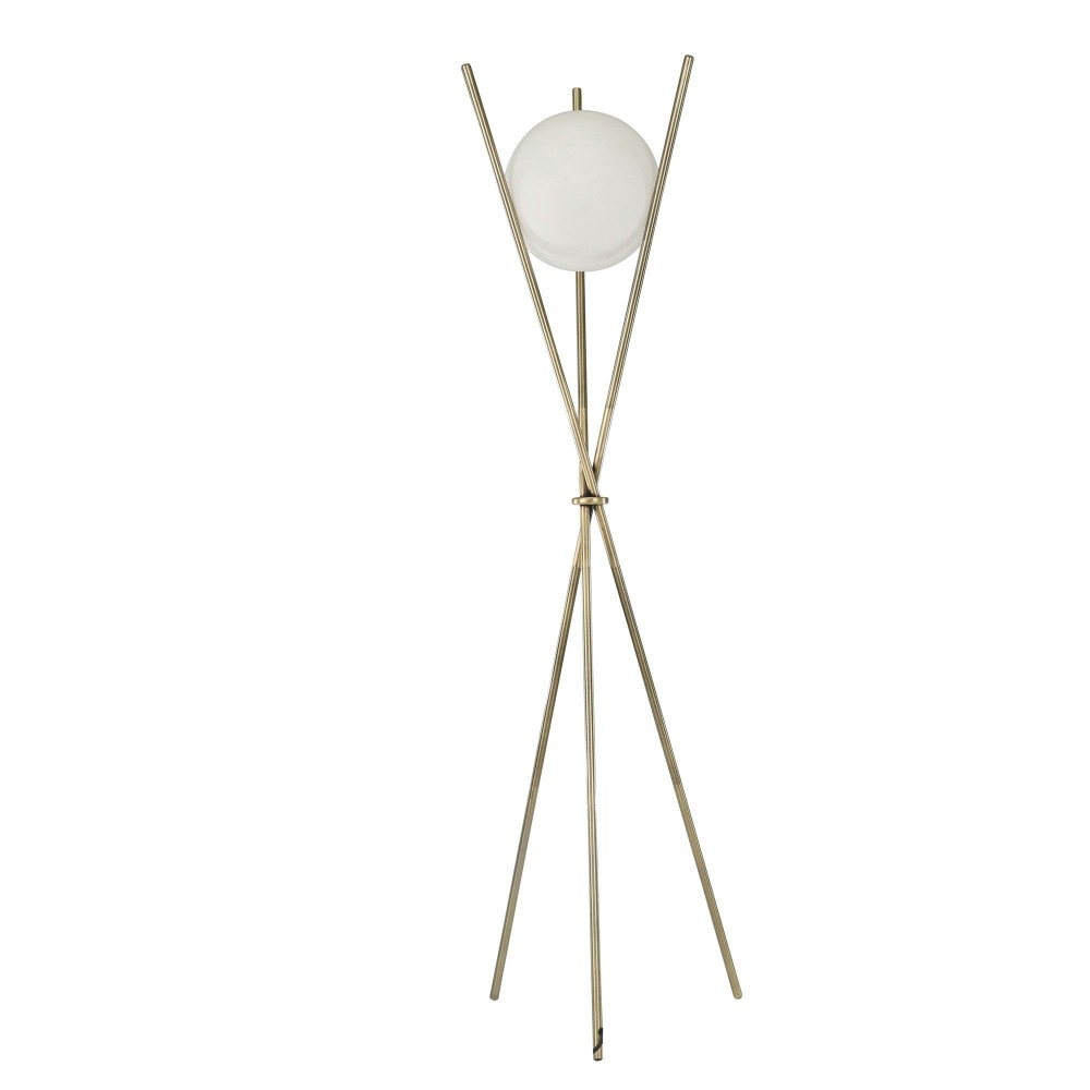 Metal 59" Tripod Orb Floor Lamp, Gold Kd