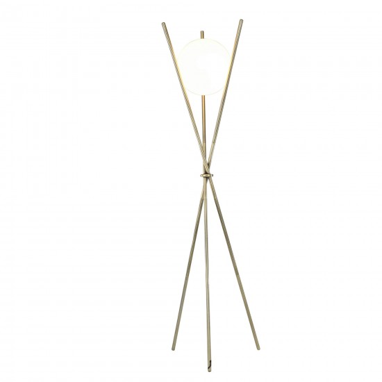 Metal 59" Tripod Orb Floor Lamp, Gold Kd