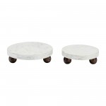 Wood, S/2 8/10"d Round Risers White Wash
