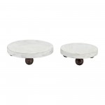 Wood, S/2 8/10"d Round Risers White Wash