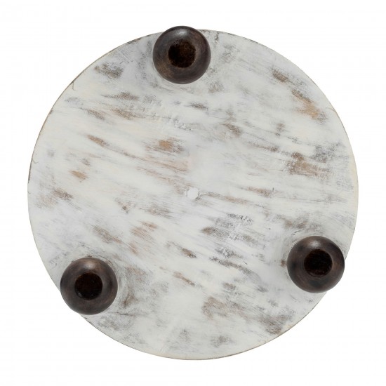 Wood, S/2 8/10"d Round Risers White Wash