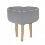 Ceramic 11" Heart Planter W/ Wooden Legs, Gray