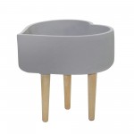 Ceramic 11" Heart Planter W/ Wooden Legs, Gray