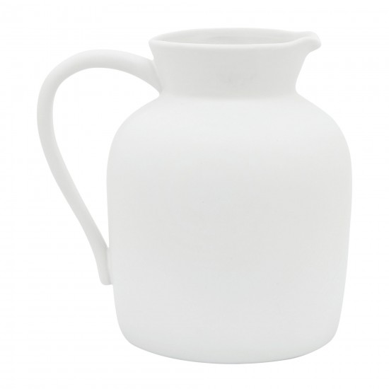 Cer, 7" Pitcher Vase, White