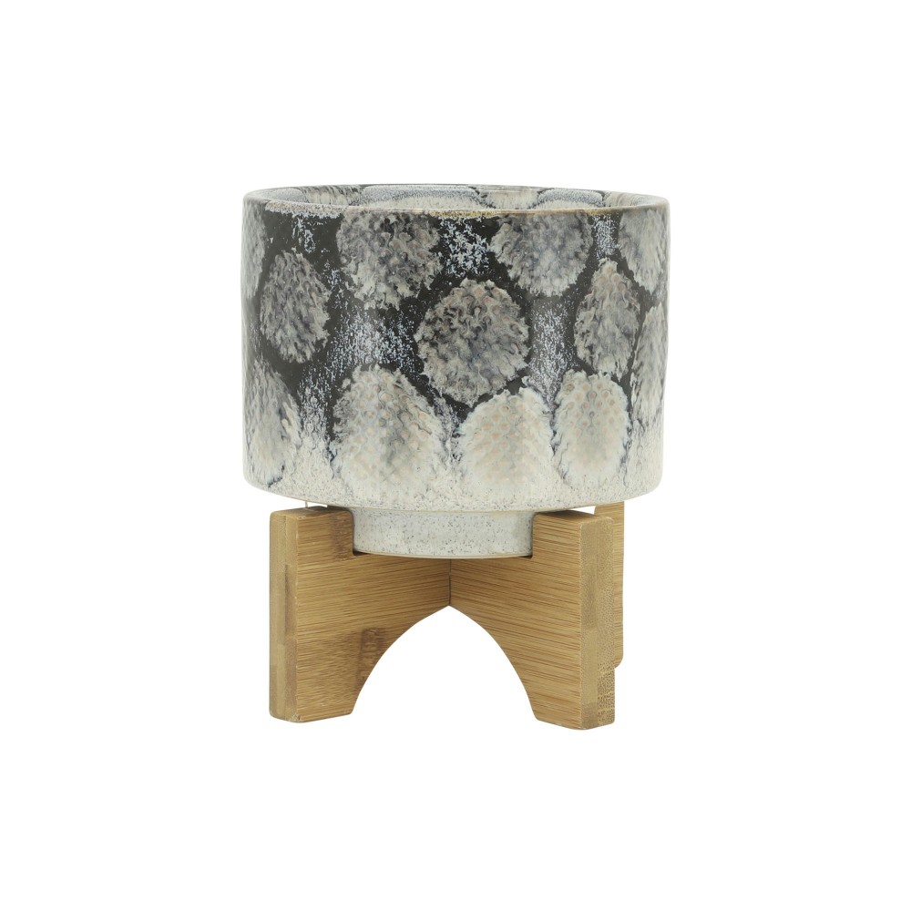 Cer, 5" Snakeskin Planter W/ Stand, Blue