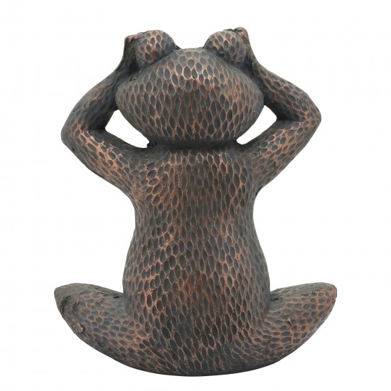 Resin, 16"h No See Frog, Metallic Blue