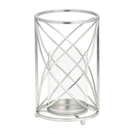 Metal 10" Hurricane Candle Holder,silver