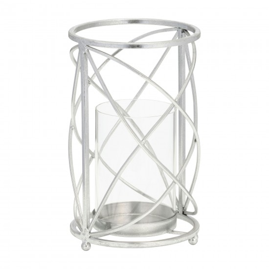 Metal 10" Hurricane Candle Holder,silver