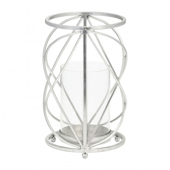 Metal 10" Hurricane Candle Holder,silver
