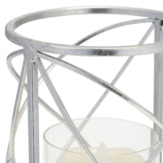 Metal 10" Hurricane Candle Holder,silver