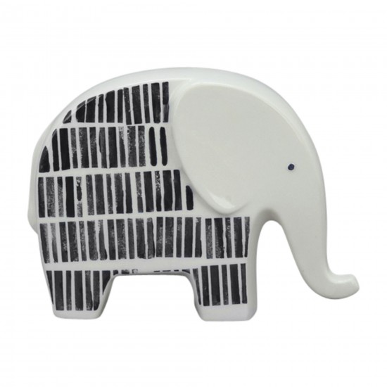 Cer, 7"l Elephant Trunk Down, Black/white