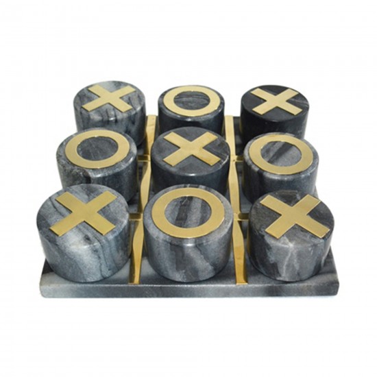 Marble 7x7 Tic-tac-toe, Black/gold