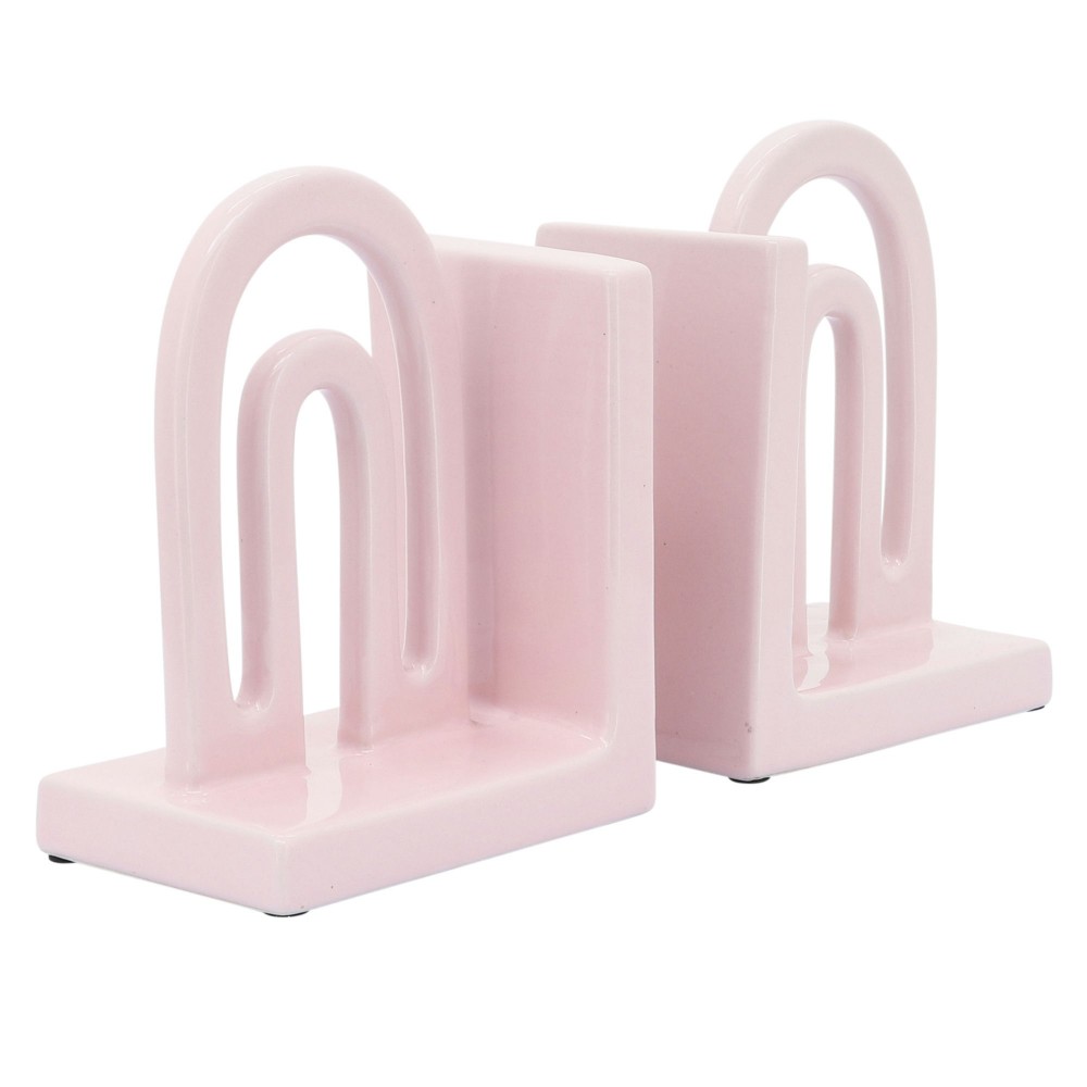 Cer,s/2 6" Arch Bookends, Blush