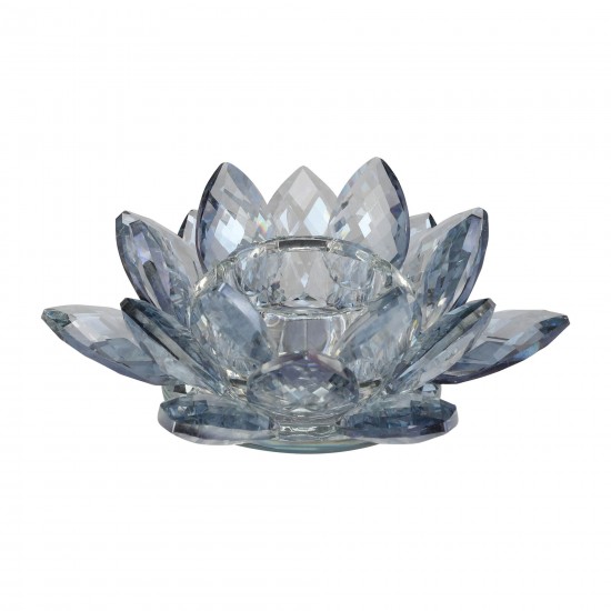 Crystal 6" Lotus Votive Holder, Blue