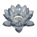 Crystal 6" Lotus Votive Holder, Blue