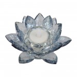 Crystal 6" Lotus Votive Holder, Blue