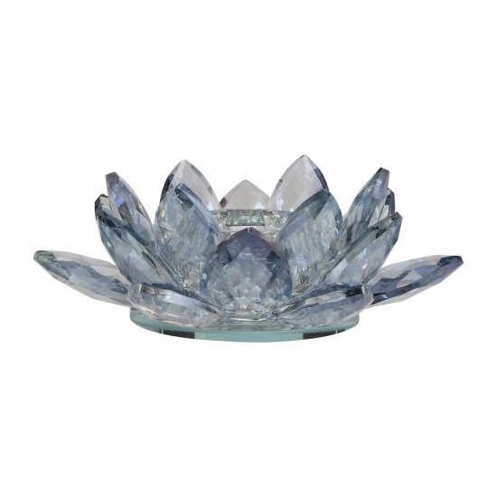 Crystal 6" Lotus Votive Holder, Blue