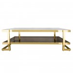 Metal/marble Glass Coffee Table, Gold/white Kd