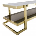 Metal/marble Glass Coffee Table, Gold/white Kd