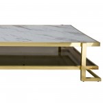 Metal/marble Glass Coffee Table, Gold/white Kd