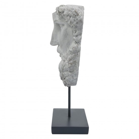 Resin, 18"h Half Face On Stand, Gray