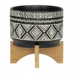 7" Diamond Planter On Stand, Black