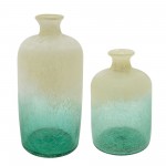 Glass, 16"h Frosted Vase, Green