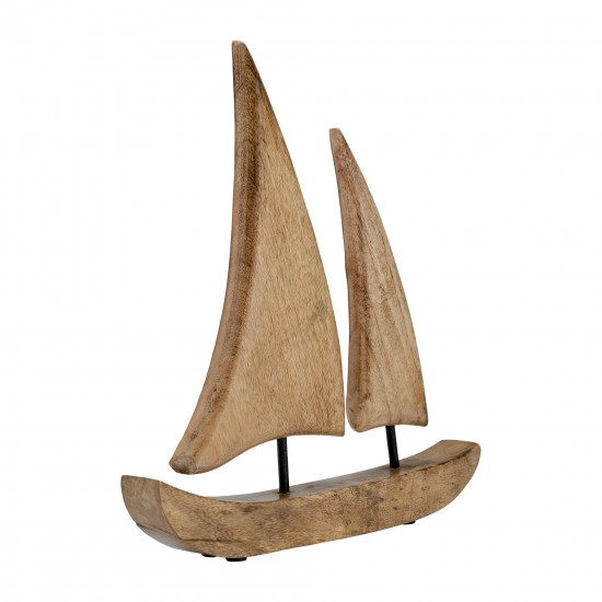 Wood, 12x13" Sailboat, Brown