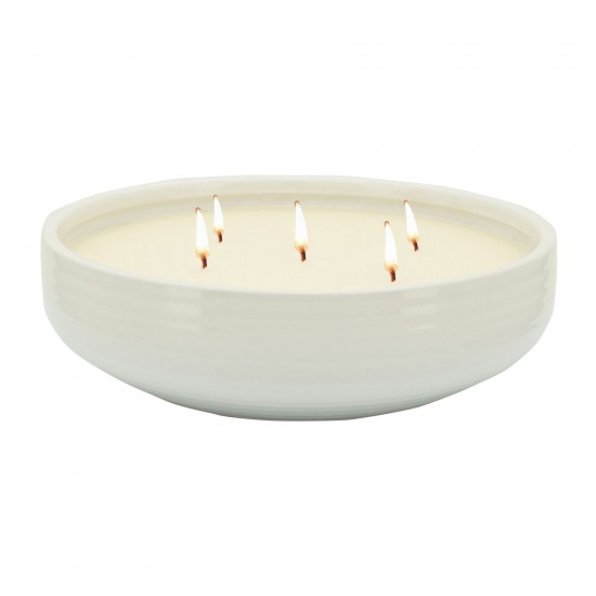 13" Bowl Candle By Liv & Skye 60oz, White