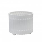 S/2 Ceramic Fluted Planter W/ Feet 10/12" , White