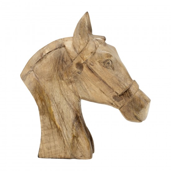 Wood, 10"h Horse Head Deco, Brown