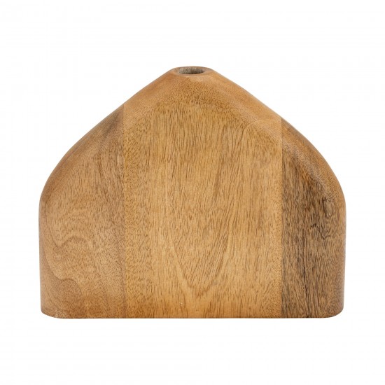 Wood, 9"h Tapered Vase, Brown